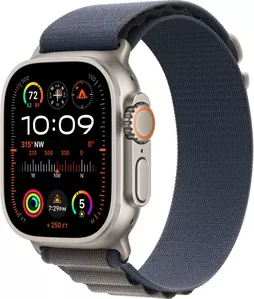 Умные часы Apple Watch Ultra 2 LTE 49 мм (титановый корпус, титановый/синий, текстильный ремешок размера L) фото