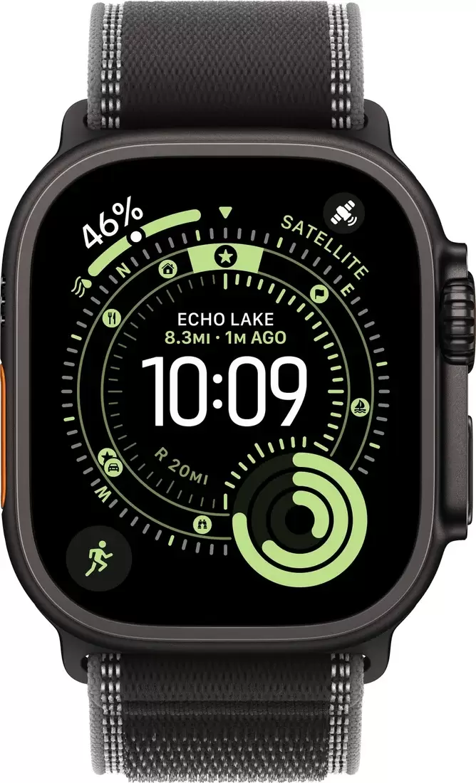 Умные часы Apple Watch Ultra 3 LTE 49 мм (титановый корпус, черный/черный, нейлоновый ремешок размера S/M) фото