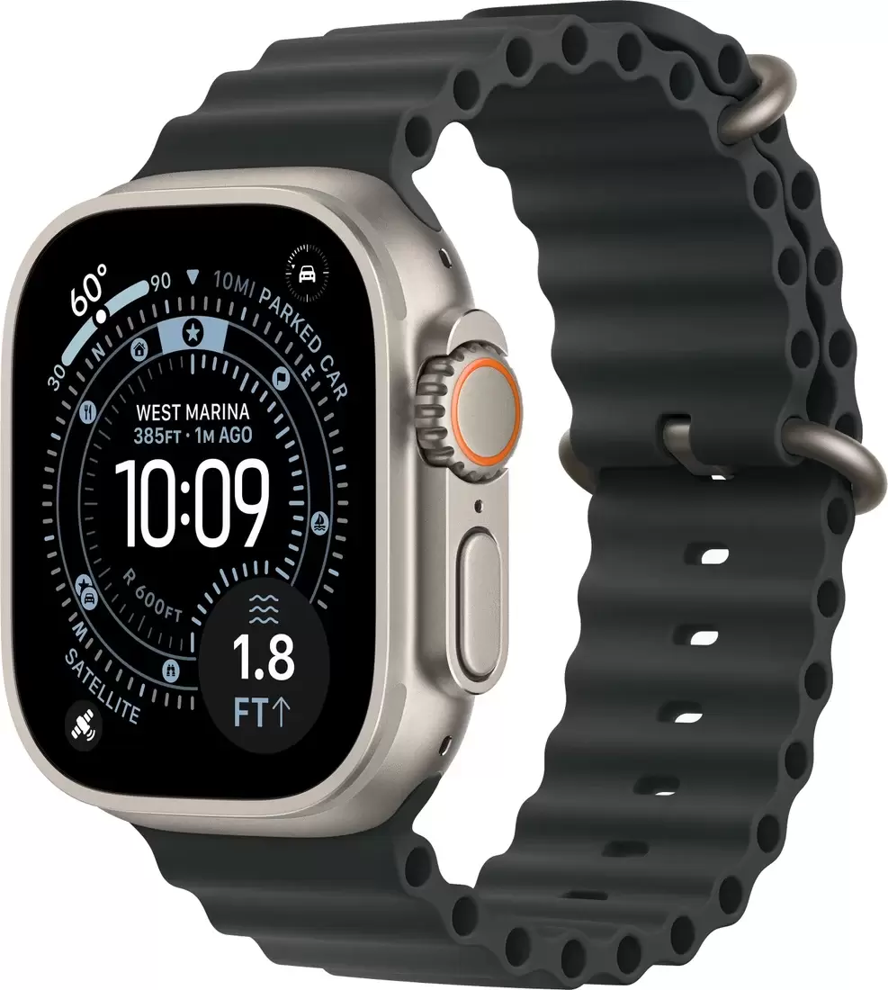 Apple Watch Ultra 3 LTE 49 мм (титановый корпус, природный/черный, ремешок из эластомера)