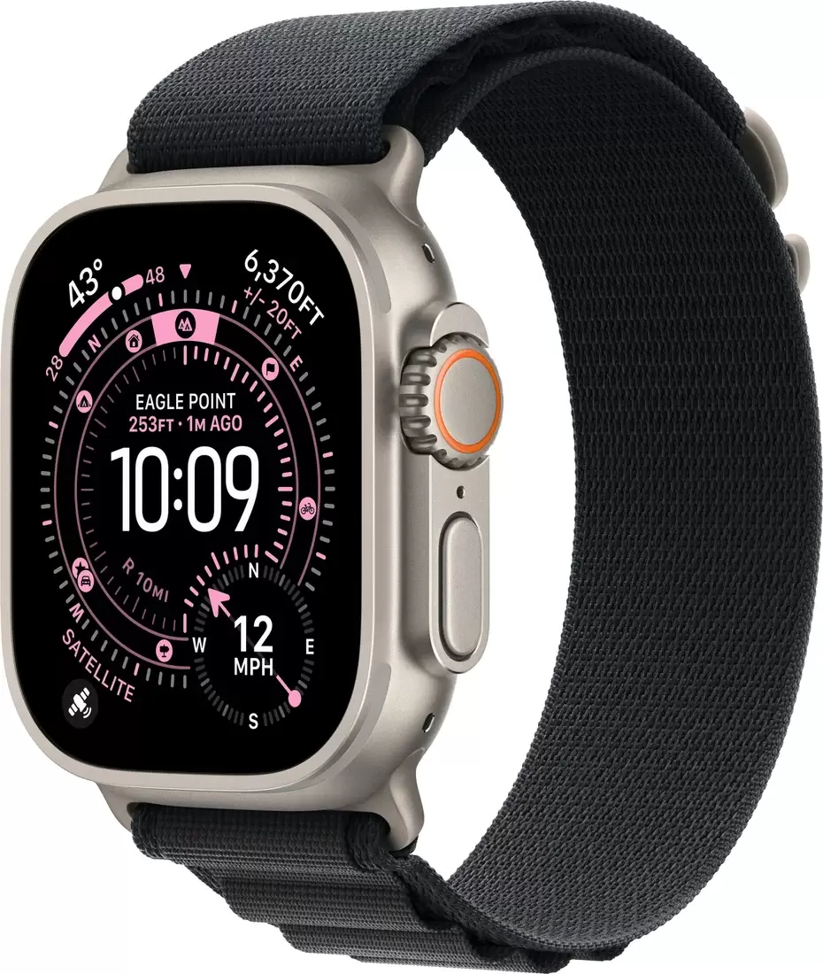 Apple Watch Ultra 3 LTE 49 мм (титановый корпус, природный/черный, текстильный ремешок размера L)