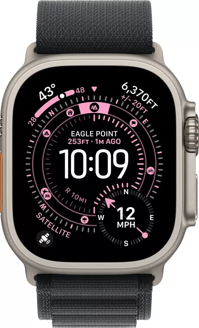Умные часы Apple Watch Ultra 3 LTE 49 мм (титановый корпус, природный/черный, текстильный ремешок размера S) фото