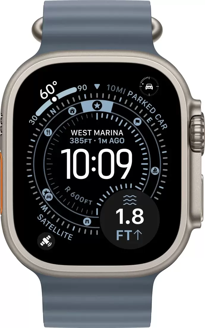 Умные часы Apple Watch Ultra 3 LTE 49 мм (титановый корпус, природный/синий, ремешок из эластомера) фото