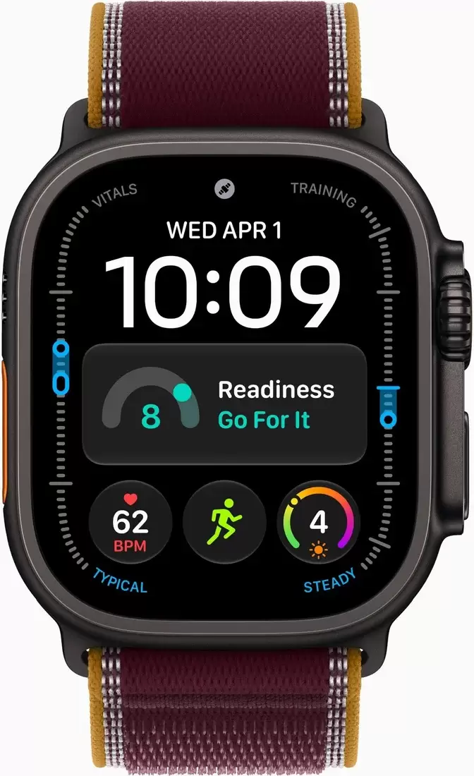 Умные часы Apple Watch Ultra 4 LTE 49 мм (титановый корпус, черный/бургунди, нейлоновый ремешок размера M/L фото 2