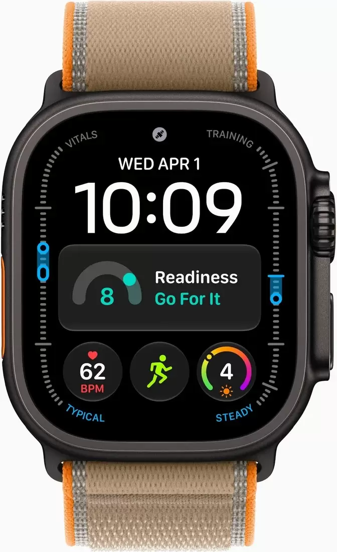 Умные часы Apple Watch Ultra 4 LTE 49 мм (титановый корпус, черный/песочный, нейлоновый ремешок размера S/M) фото 2