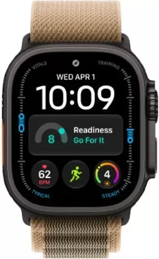 Умные часы Apple Watch Ultra 4 LTE 49 мм (титановый корпус, черный/песочный, текстильный ремешок размера M) фото 2