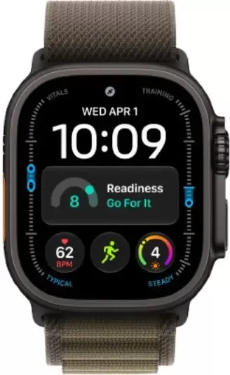 Умные часы Apple Watch Ultra 4 LTE 49 мм (титановый корпус, черный/темно-зеленый, текстильный ремешок размера L) фото 2