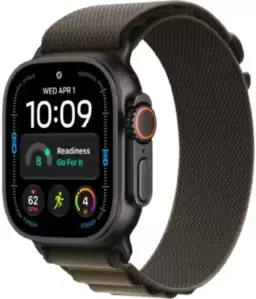 Умные часы Apple Watch Ultra 4 LTE 49 мм (титановый корпус, черный/темно-зеленый, текстильный ремешок размера L) фото