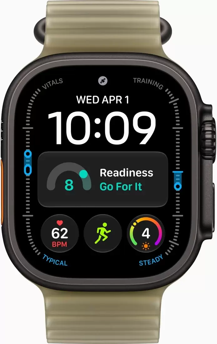 Умные часы Apple Watch Ultra 4 LTE 49 мм (титановый корпус, черный/зеленый, ремешок из эластомера) фото 2