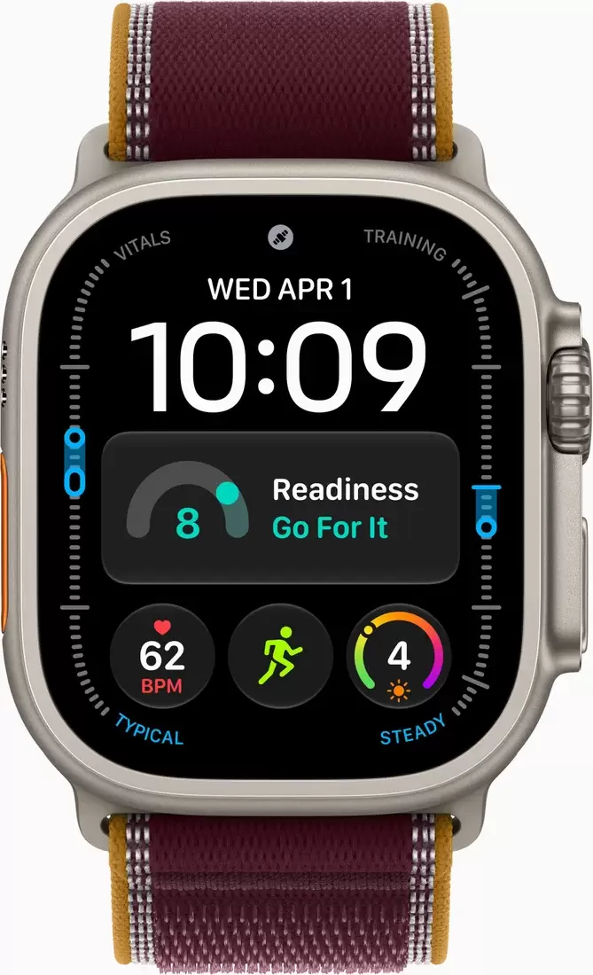 Умные часы Apple Watch Ultra 4 LTE 49 мм (титановый корпус, природный/бургунди, нейлоновый ремешок размера S/M) фото 2