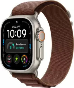 Умные часы Apple Watch Ultra 4 LTE 49 мм (титановый корпус, природный/бургунди, текстильный ремешок размера M) фото