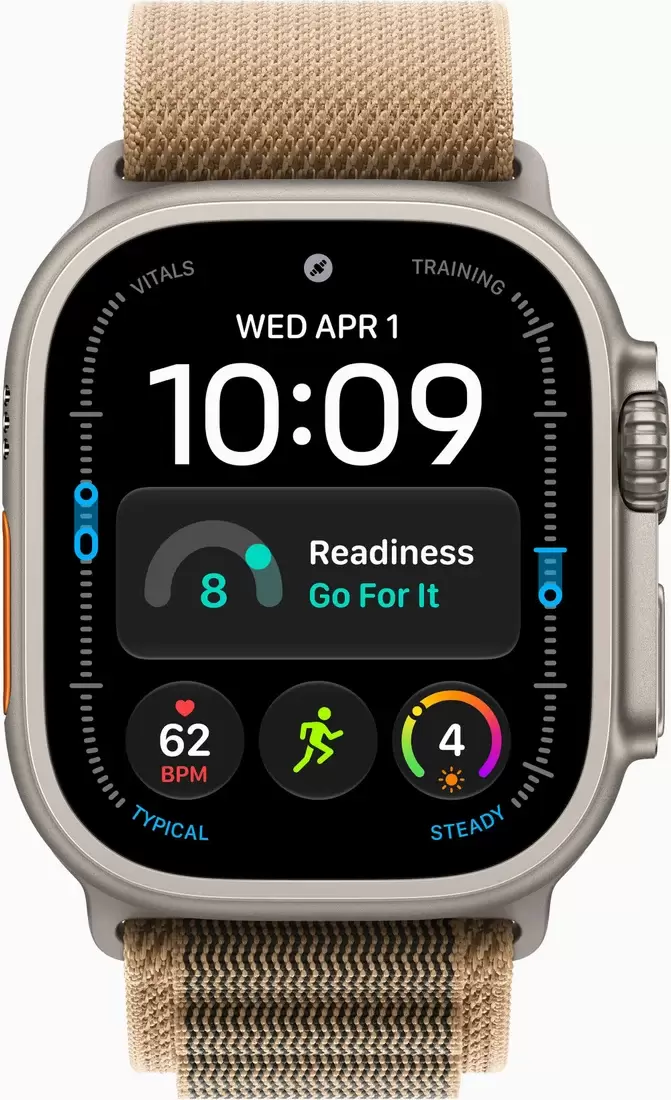 Умные часы Apple Watch Ultra 4 LTE 49 мм (титановый корпус, природный/песочный, текстильный ремешок размера S) фото 2