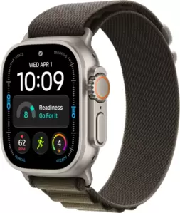 Умные часы Apple Watch Ultra 4 LTE 49 мм (титановый корпус, природный/темно-зеленый, текстильный ремешок размера S) фото