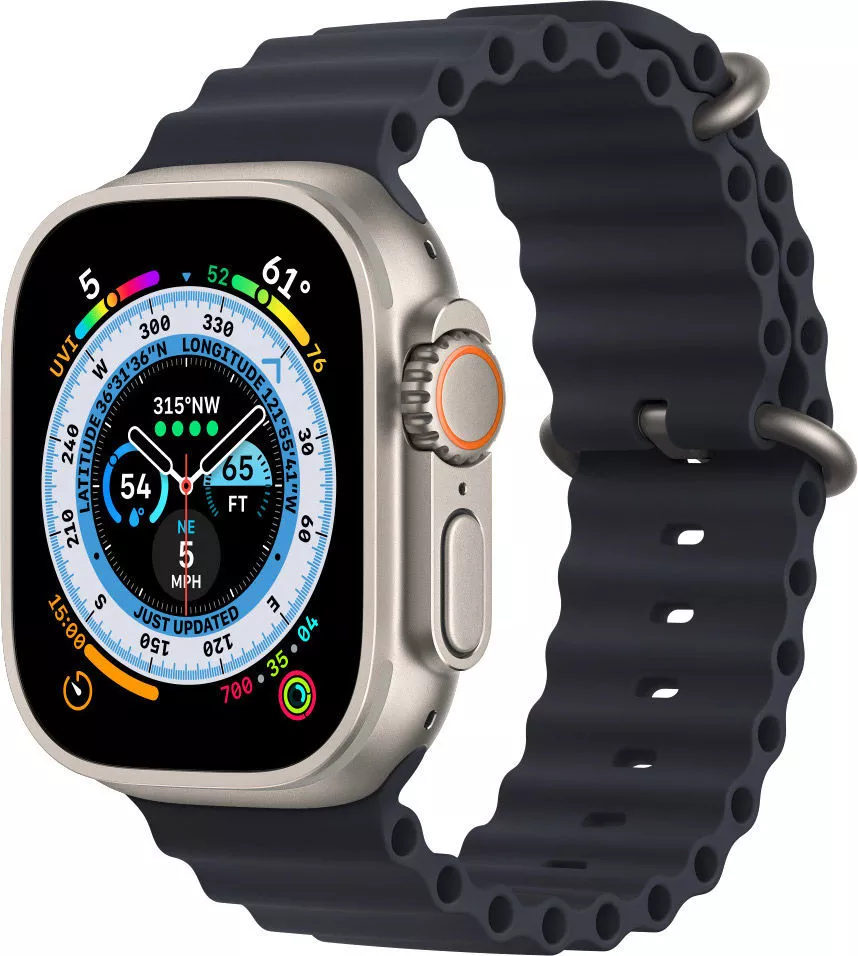 Смарт-часы Apple Watch Ultra LTE 49 мм (титановый корпус, титановый/темно-серый, ремешок из эластомера) фото