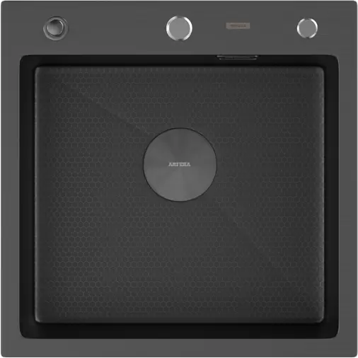 Кухонная мойка Arfeka Eco AR 500*500 Pop-Up Black PVD Nano Decor фото 2