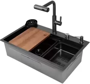 Кухонная мойка Arfeka Eco AR 680*460 T Black PVD Nano Decor фото