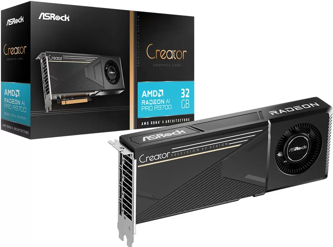 Видеокарта ASRock AMD Radeon AI Pro R9700 Creator 32GB R9700 CT 32G фото