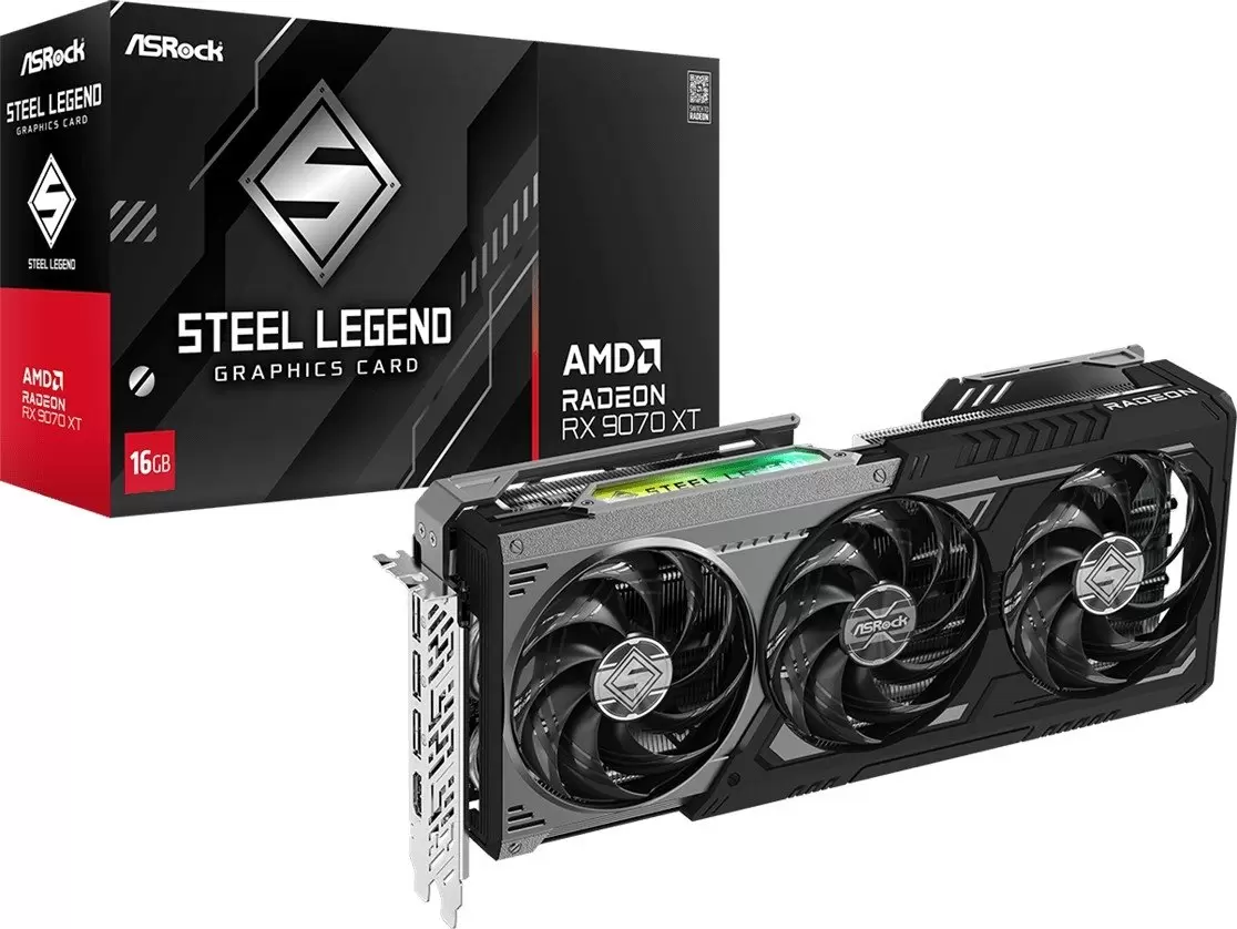 Видеокарта ASRock AMD Radeon RX 9070 XT Steel Legend Dark 16GB RX9070XT SLD 16G фото 6