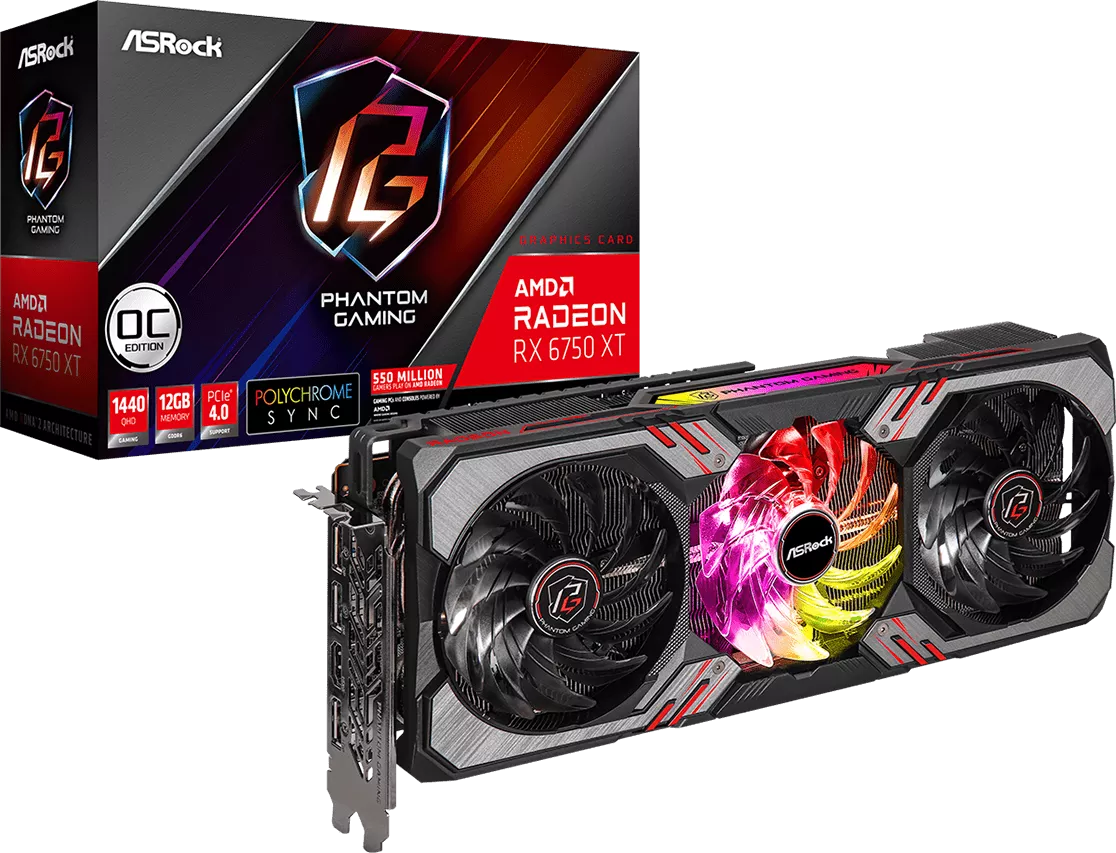 Видеокарта ASRock Radeon RX 6750 XT Phantom Gaming D 12GB OC RX6750XT PGD 12GO фото 6
