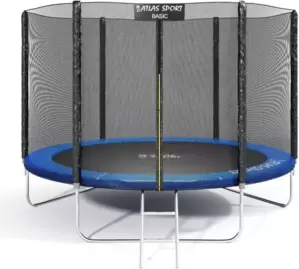 Батут Atlas Sport 312 см - 10ft Basic (с лестницей, внешняя сетка, синий) icon