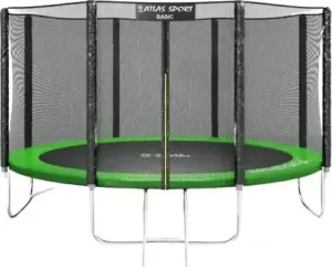 Батут Atlas Sport 374 см - 12ft Basic (с лестницей, внешняя сетка, зеленый) фото