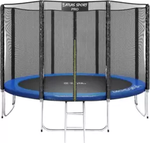 Батут Atlas Sport 374 см - 12ft Pro (усиленные опоры, внешняя сетка, синий) фото