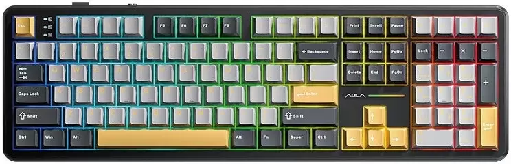 Aula F108 (черный/желтый/серый, Aula Caramel Latte, без кириллицы)