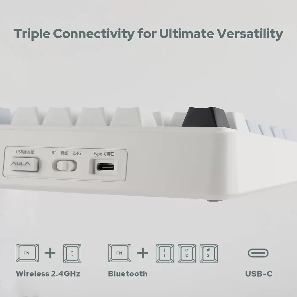 Клавиатура AULA F75 (белый/голубой/черный, Leobog Reaper) фото