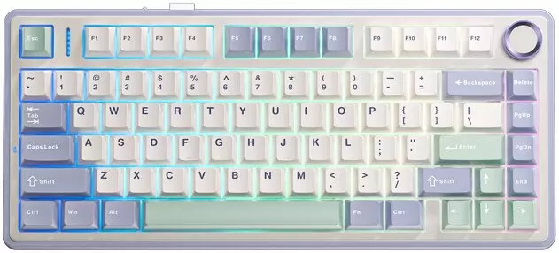 Aula F75 (белый/синий/зеленый, Leobog Graywood V3)