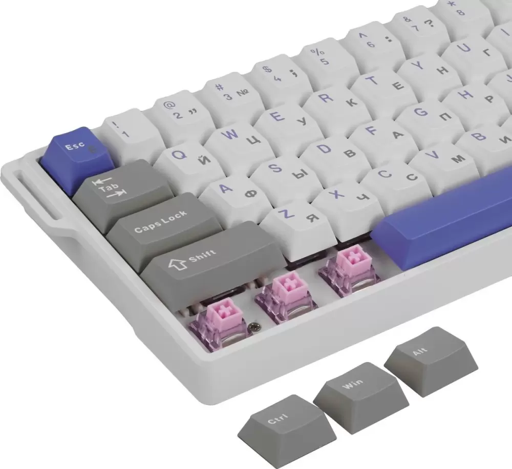 Клавиатура AULA WIN68HE Max (белый/серый/синий, Leobog Wing Chun Magnetic) фото