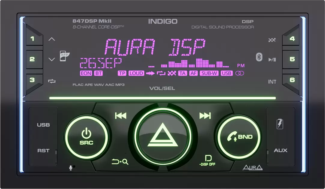 Автомагнитола Aura Indigo-847DSP MkII фото