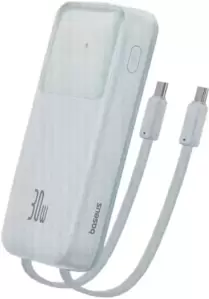 Baseus Comet Series Dual-Cable Digital Display Fast Charge Power Bank 30W 10000mAh (белый)