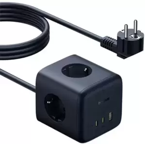 Удлинитель Baseus EnerFill FA11 Cube Power Strip 3AC+1U+2C 67W EU E00082100123-00 (1.5 м, черный) фото