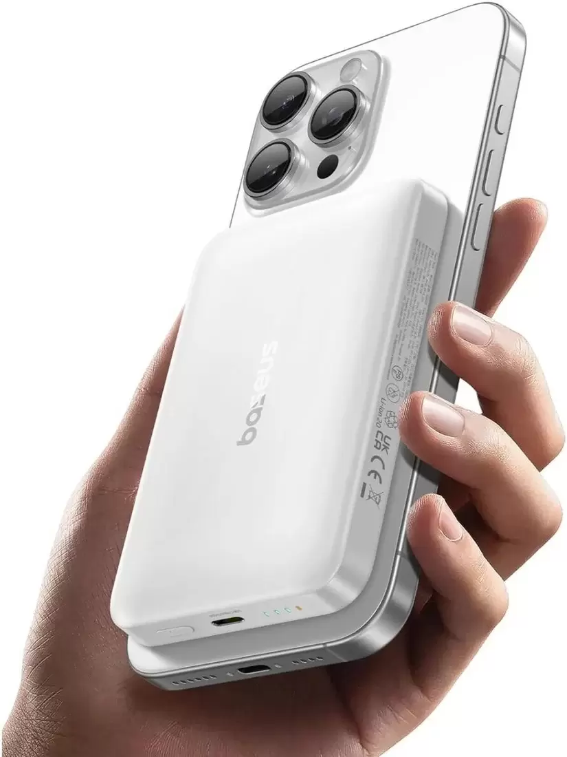 Портативное зарядное устройство Baseus EnerFill FM12 Qi2 Magnetic Power Bank 22.5W 10000mAh (белый) фото 2