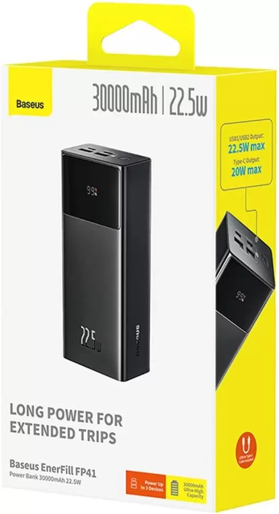 Портативное зарядное устройство Baseus EnerFill FP41 Power Bank 22.5W 30000mAh (черный) фото 2