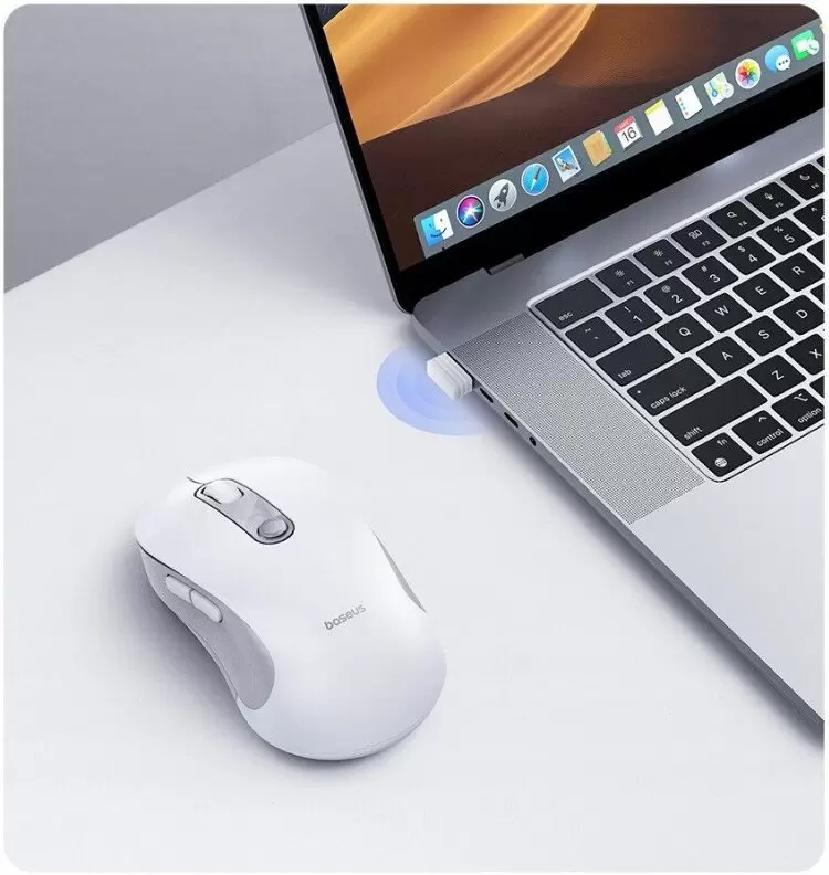 Мышь Baseus F02 Ergonomic Wireless Mouse 2.4G Single (белый) фото 3