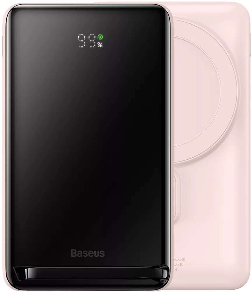 Baseus Magnetic Bracket Wireless Power Bank 20W 10000mAh (розовый)