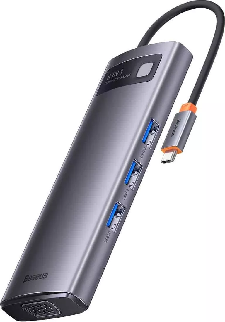 Baseus Metal Gleam Series 8-in-1 Multifunctional Type-C HUB Docking Station Gray WKWG050013