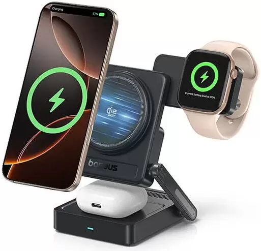 Беспроводное зарядное Baseus PicoGo AF21 Portable 3-in-1 Qi2.2 Wireless Charger 35W E0205402 фото 2