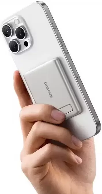Портативное зарядное устройство Baseus PicoGo AM31 Mini Magnetic Power Bank with Stand 20W 5000mAh (титановый) фото 2