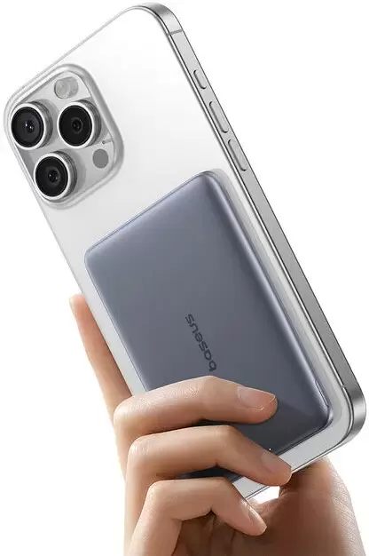 Портативное зарядное устройство Baseus PicoGo AM41 Ultra-Slim Magnetic Power Bank 5000mAh (серый) фото 2