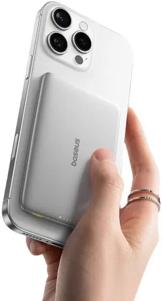 Портативное зарядное устройство Baseus PicoGo AM41 Ultra-Slim Magnetic Power Bank 5000mAh (титановый) фото