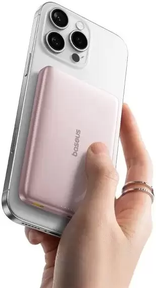 Портативное зарядное устройство Baseus PicoGo AM41 Ultra-Slim Qi2 Magnetic Power Bank 10000mAh (розовый) фото 2