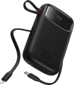 Портативное зарядное устройство Baseus Qpow2 Dual-Cable Digital Display Fast Charge Power Bank 22.5W 10000mAh (черный) фото