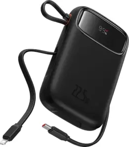 Портативное зарядное устройство Baseus Qpow2 Dual-Cable Digital Display Fast Charge Power Bank 22.5W 20000mAh (черный) фото