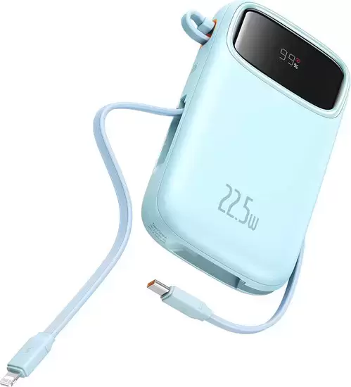 Baseus Qpow2 Dual-Cable Digital Display Fast Charge Power Bank 22.5W 20000mAh (голубой)