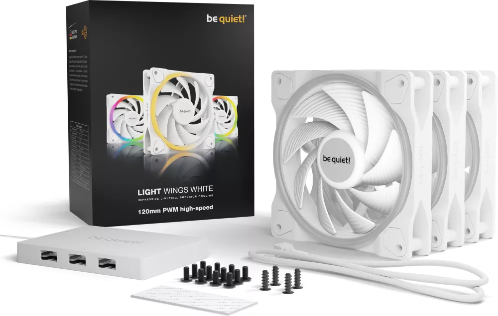Набор вентиляторов с контроллером be quiet! Light Wings White 120mm PWM High-Speed Triple-Pack BL101 фото