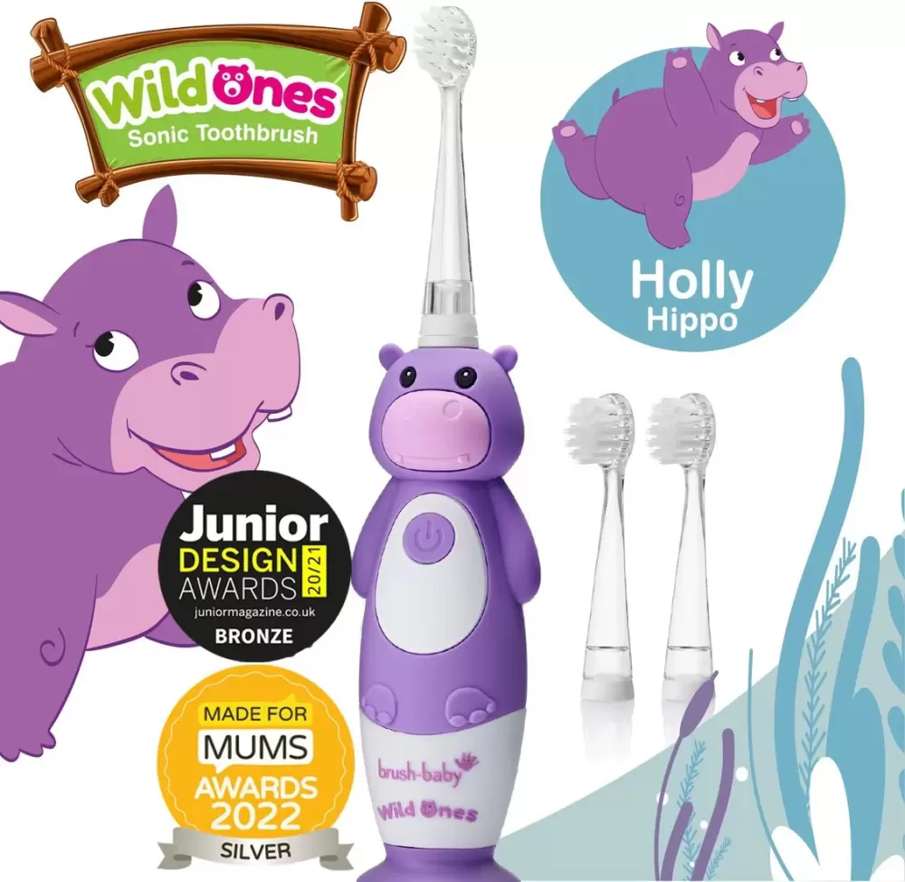 Электрическая зубная щетка Brush-Baby WildOnes Hippo фото 3