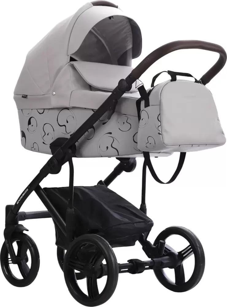 BEBETTO Magnum Light Se Pro 2 в 1 (06, светло-серая кожа, черная рама)