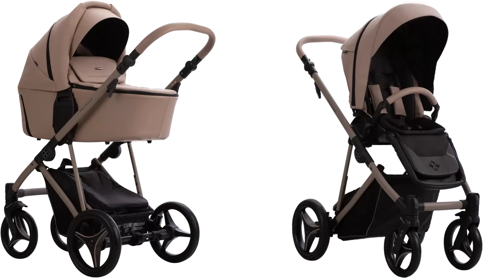 Детская универсальная коляска Bebetto Pelpasso 2 в 1 Pro (01 Kaszmir, бежевая кожа) фото