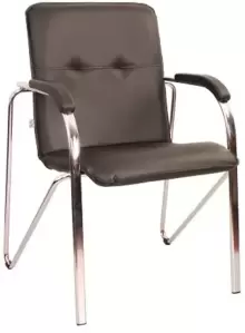 Офисное кресло Белс Самба Chrome V 451375/V3 (кожзам темно-коричневый/темный орех) фото